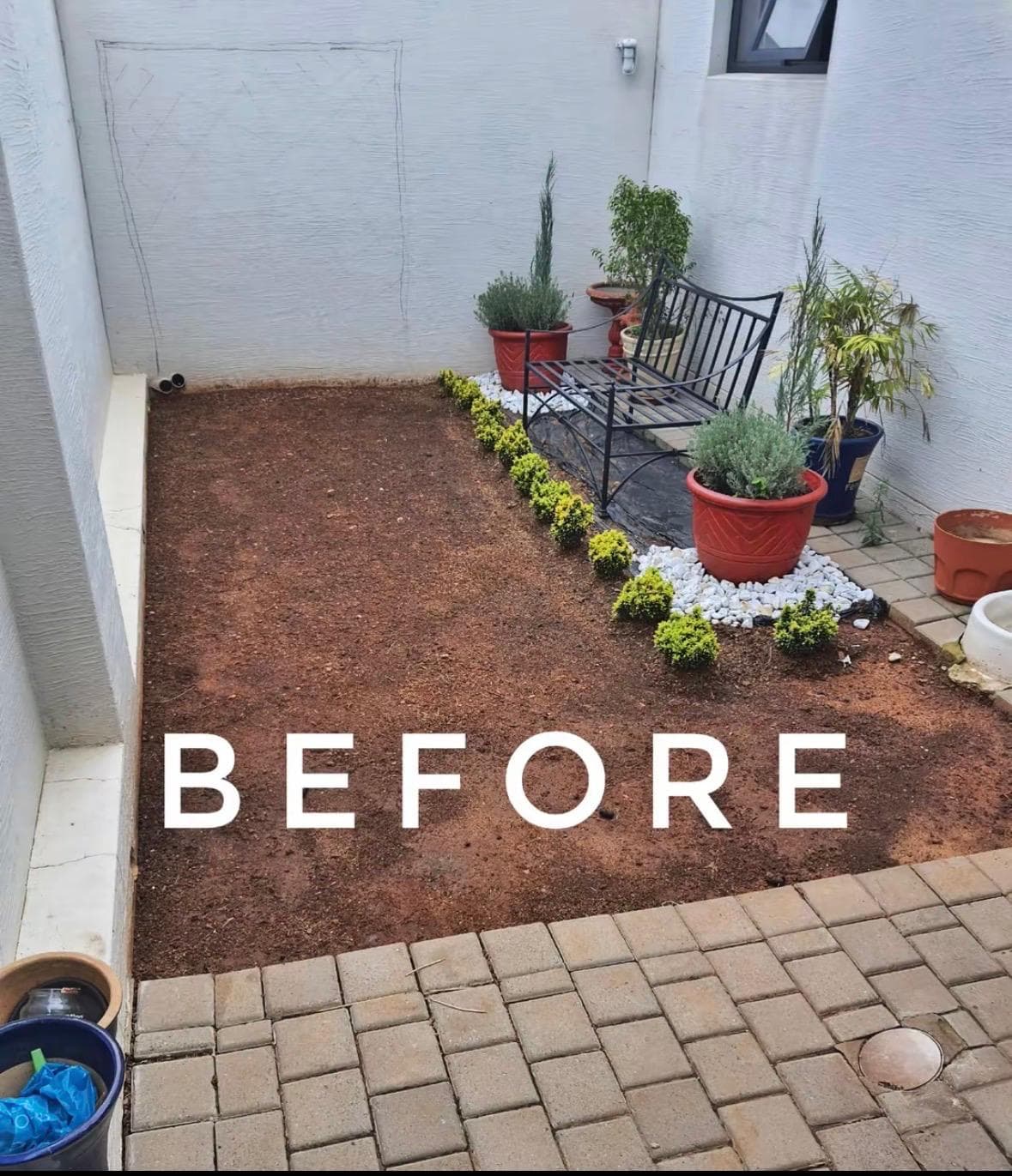 Before · Courtyard garden