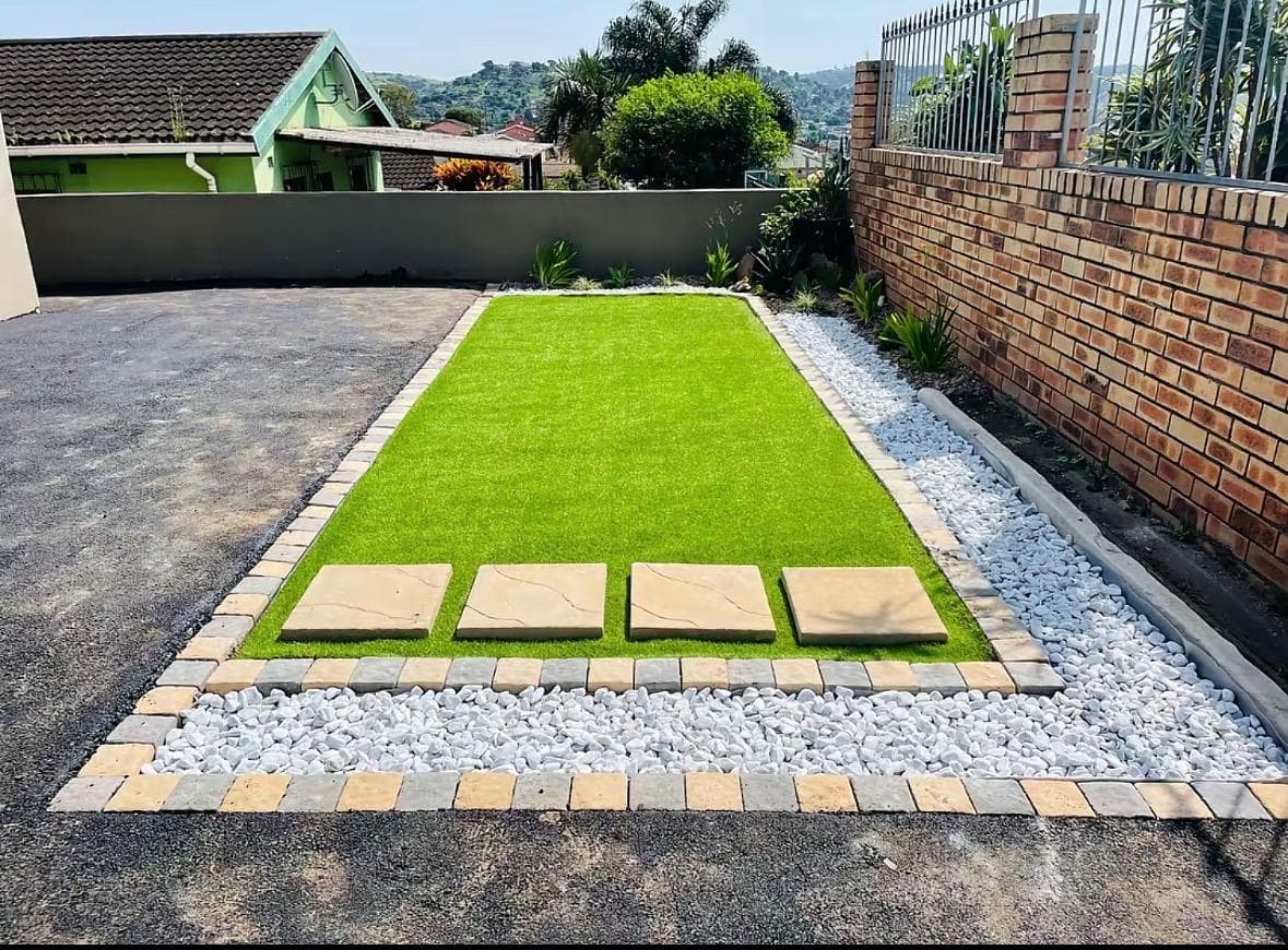 Lawn and paving